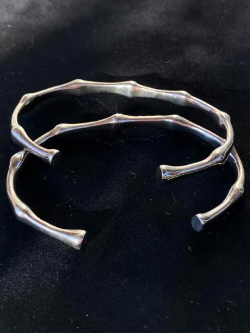 Unbranded Vntg Sterling Silver Bamboo Motif Bracelets Two Fits Small Wrist EUC - Picture 4 of 4